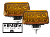 2 Faros 8 Leds Rectangulares Jeep Camion Auto Ambar Fal24wyl