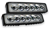 2 Faros Barra 6 Led Lupa Luz Blanca Con Estrobo Rojo/azul