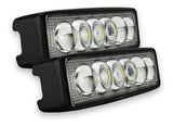 2 Faros Barra 6 Led Lupa Luz Blanca Con Estrobo Rojo/azul