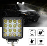 2 Faros Led Cuadrado 16 Led Fijo/estrobo 48w Alta Potencia