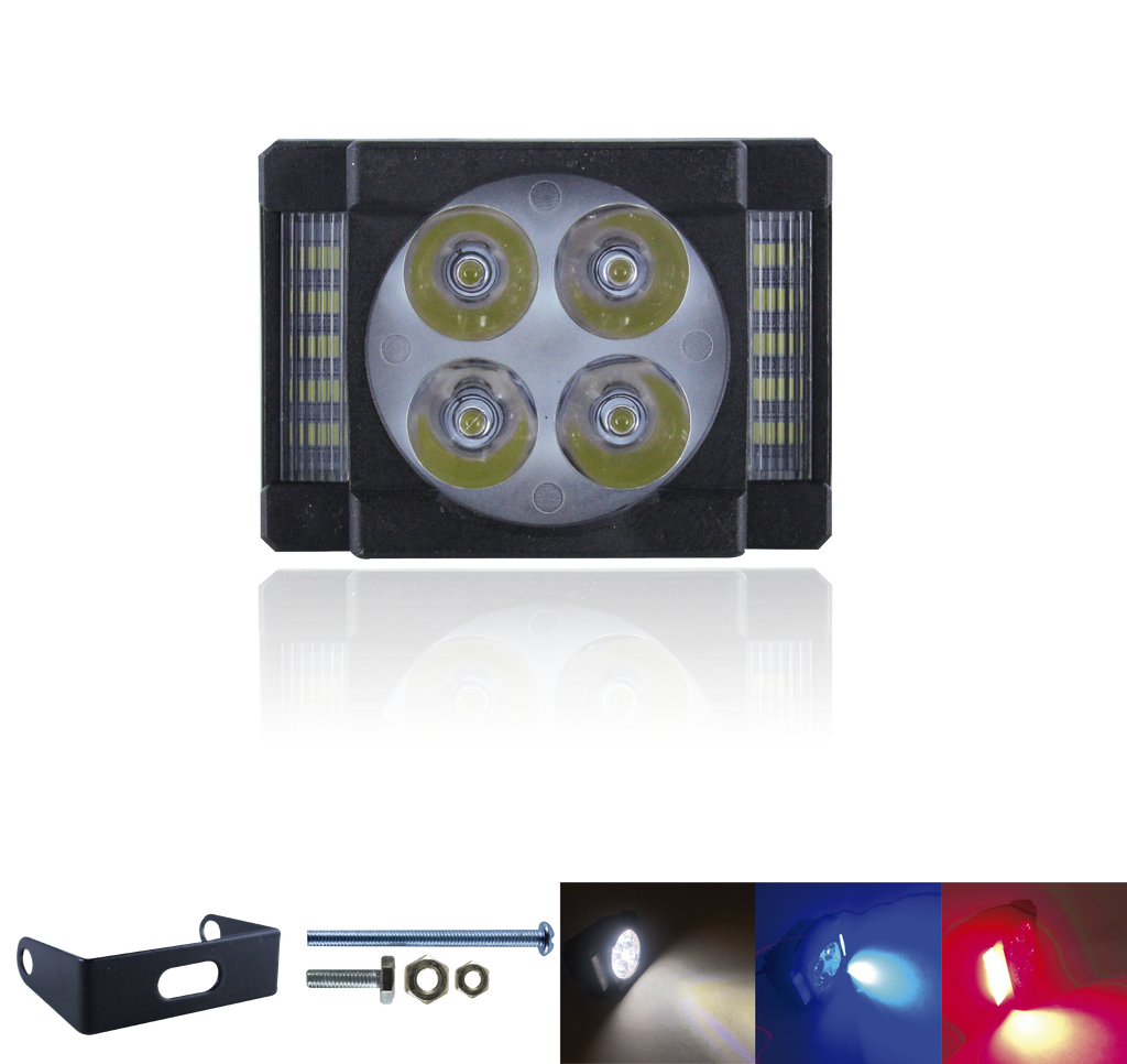 Faro 4 Led Moto Auxiliares Universal 5 Funciones Carcaza Abs